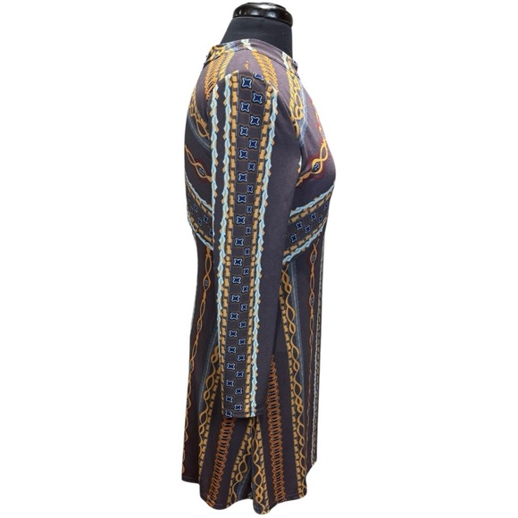 Free People Stella Aztec Boho Retro Pattern Long Sleeve Mini Dress Small NWOT - Picture 3 of 8